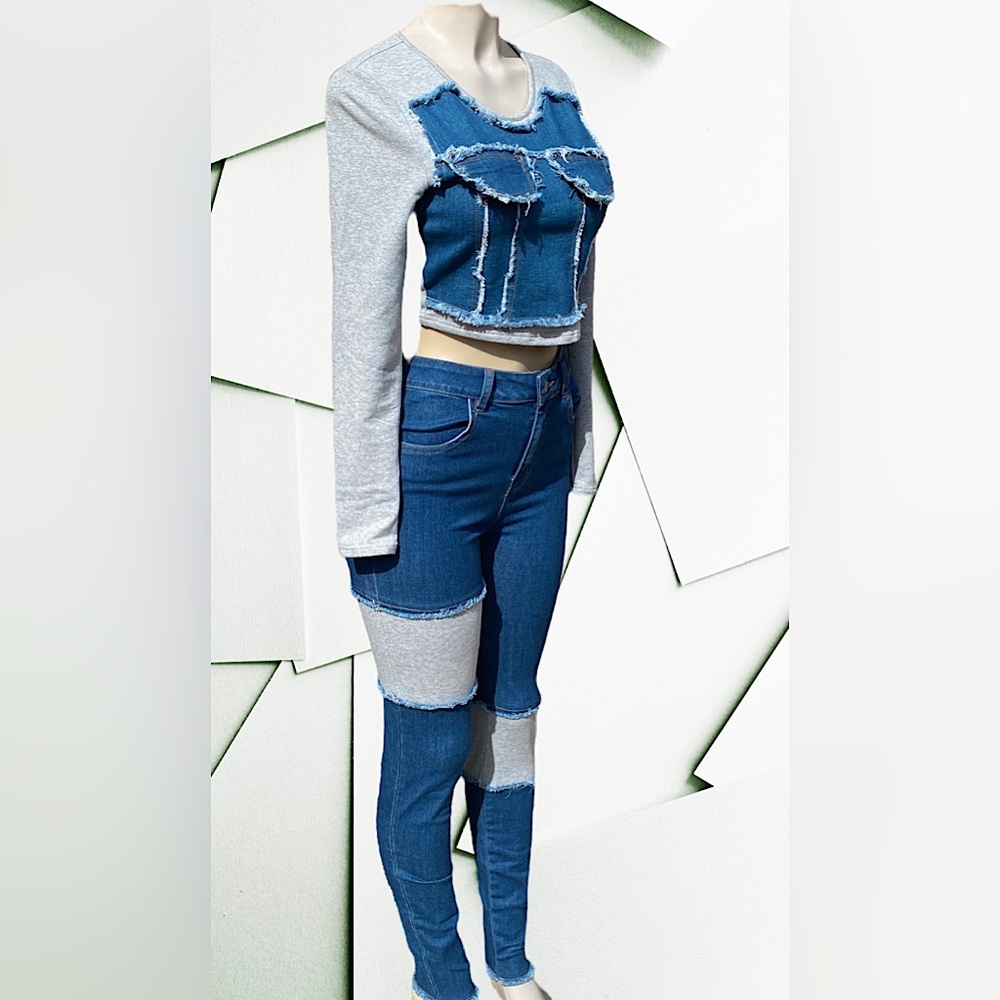 Blue jean Sweat Como  Set